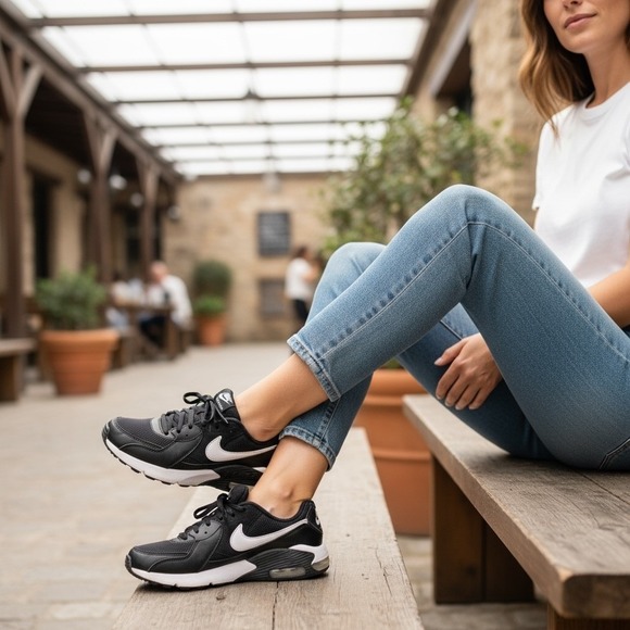 Nike Air Max KISUD Black White Leather Mesh Sneakers Women's US 9.5 CD5432 003 - Picture 1 of 7